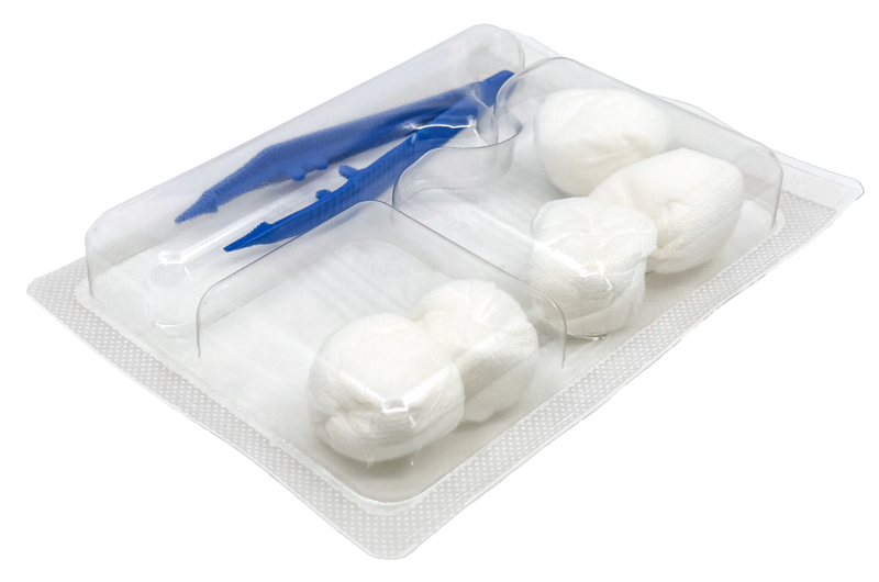 Set de pansement avec pince anatomique et boules non tissées - Carton de 5
