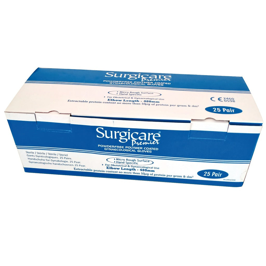 GANTS OBSTRETIQUE STERILES NON POUDRES LONGUEUR 480 mm / Taille 7.5 / 25 paires