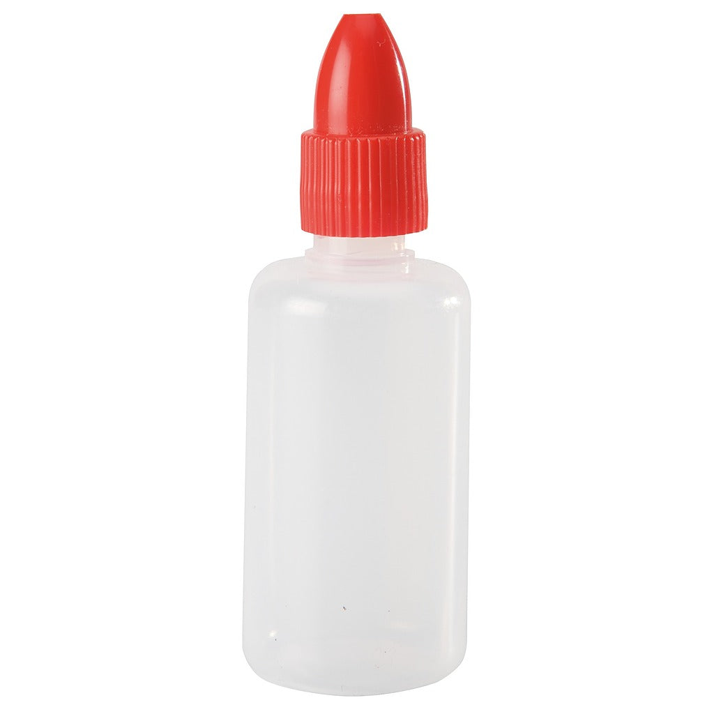 Flacon en plastique avec bouchon rouge