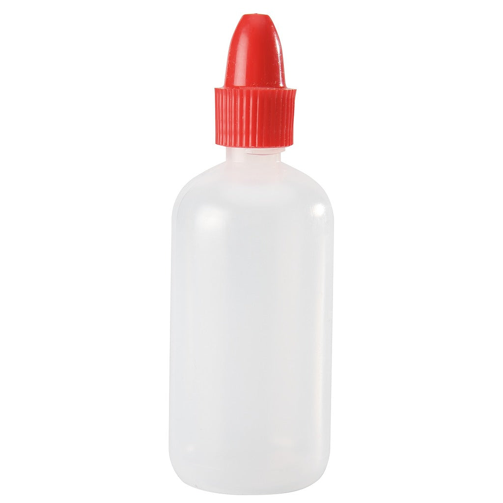 Flacon en plastique avec bouchon rouge