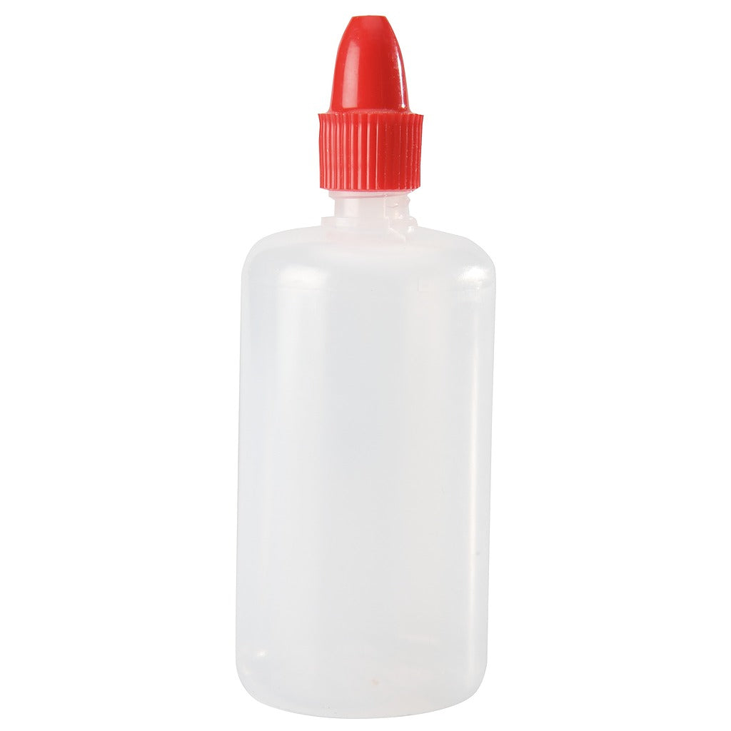 Flacon en plastique avec bouchon rouge