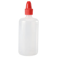Flacon en plastique avec bouchon rouge