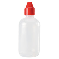 Flacon en plastique avec bouchon rouge