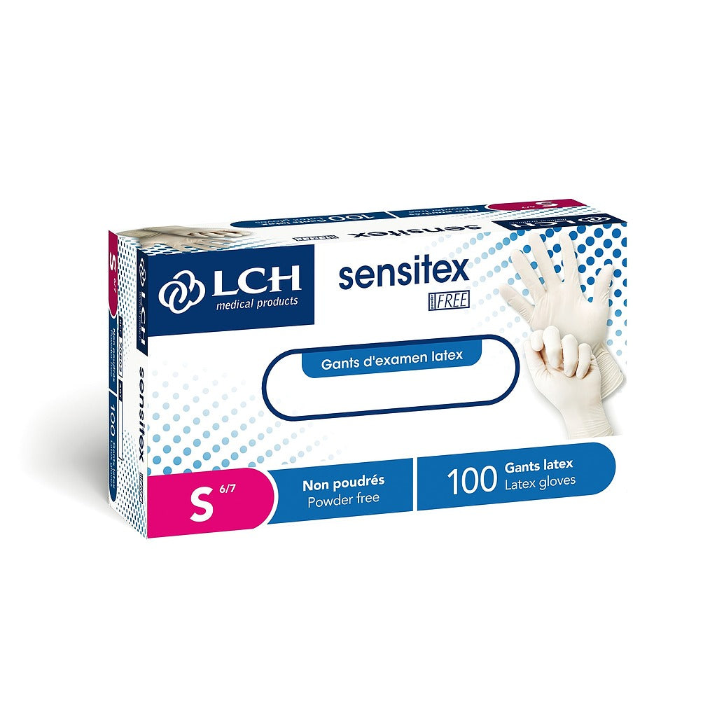 Gants Sensitex Free en latex non poudrés - Boîte de 100