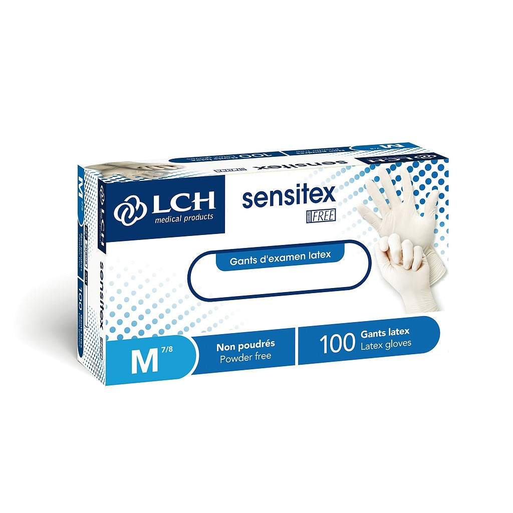 Gants Sensitex Free en latex non poudrés - Boîte de 100