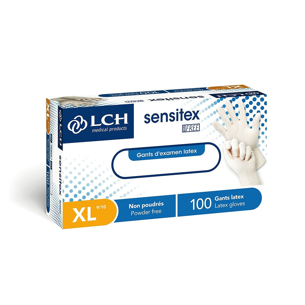 Gants Sensitex Free en latex non poudrés - Boîte de 100