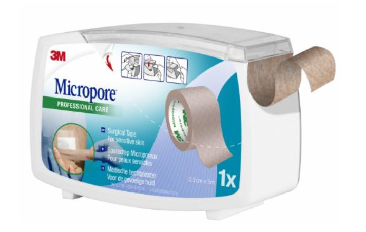 Sparadrap 3M Micropore non tissé avec dévidoir hermétique