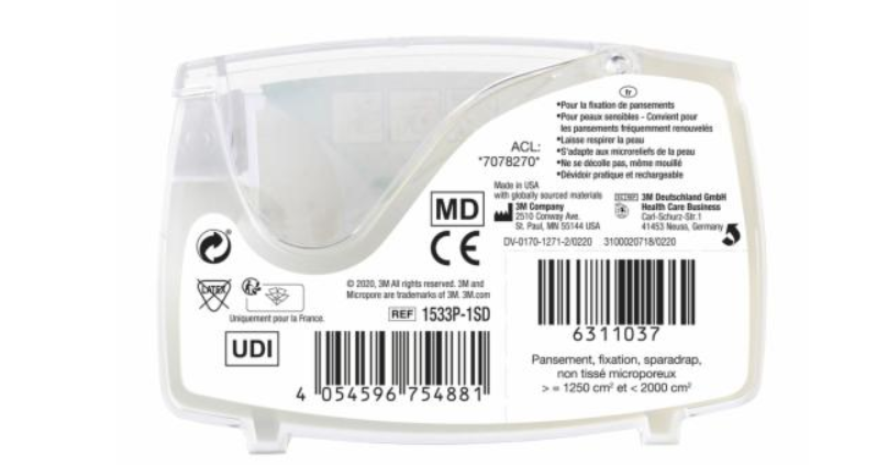 Sparadrap 3M Micropore non tissé avec dévidoir hermétique