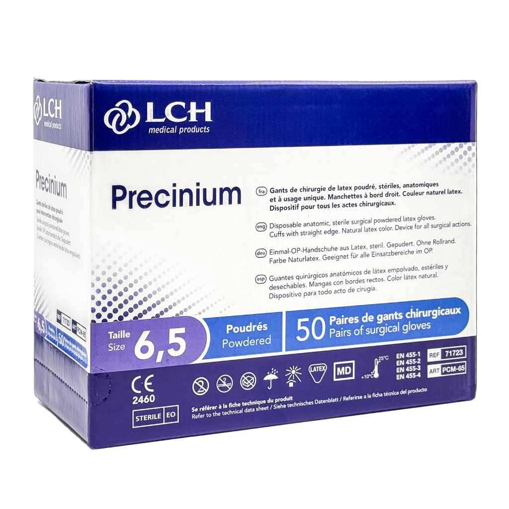 Gants stériles Precinium en latex poudré - Boîte de 50 paires
