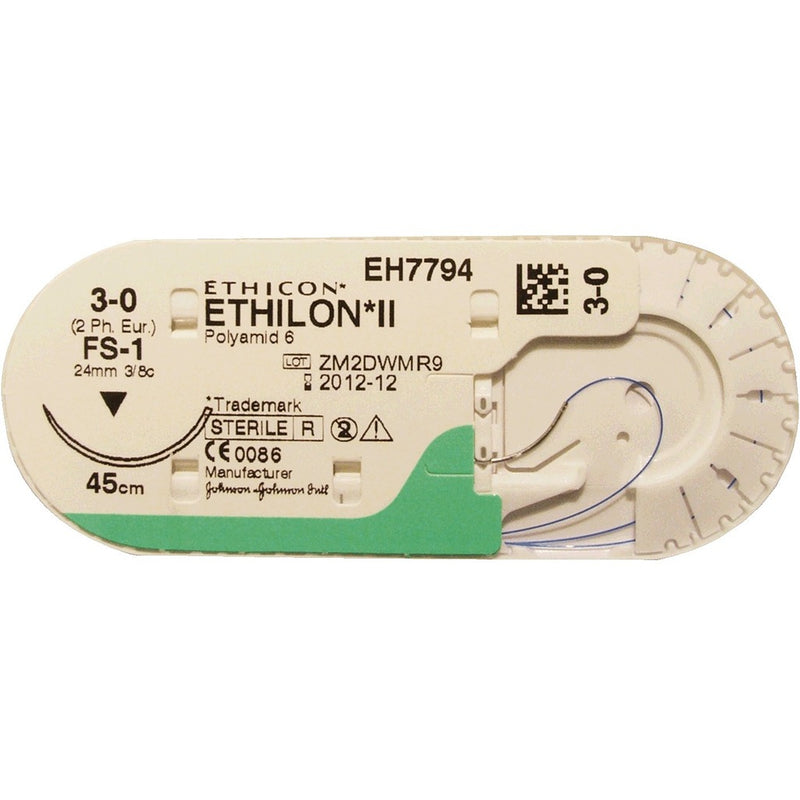 Sutures Ethilon - Non résorbables - USP 4/0 fil 75cm Aigu L16 bleu