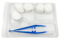 Set de pansement avec pince anatomique et boules non tissées - Carton de 5