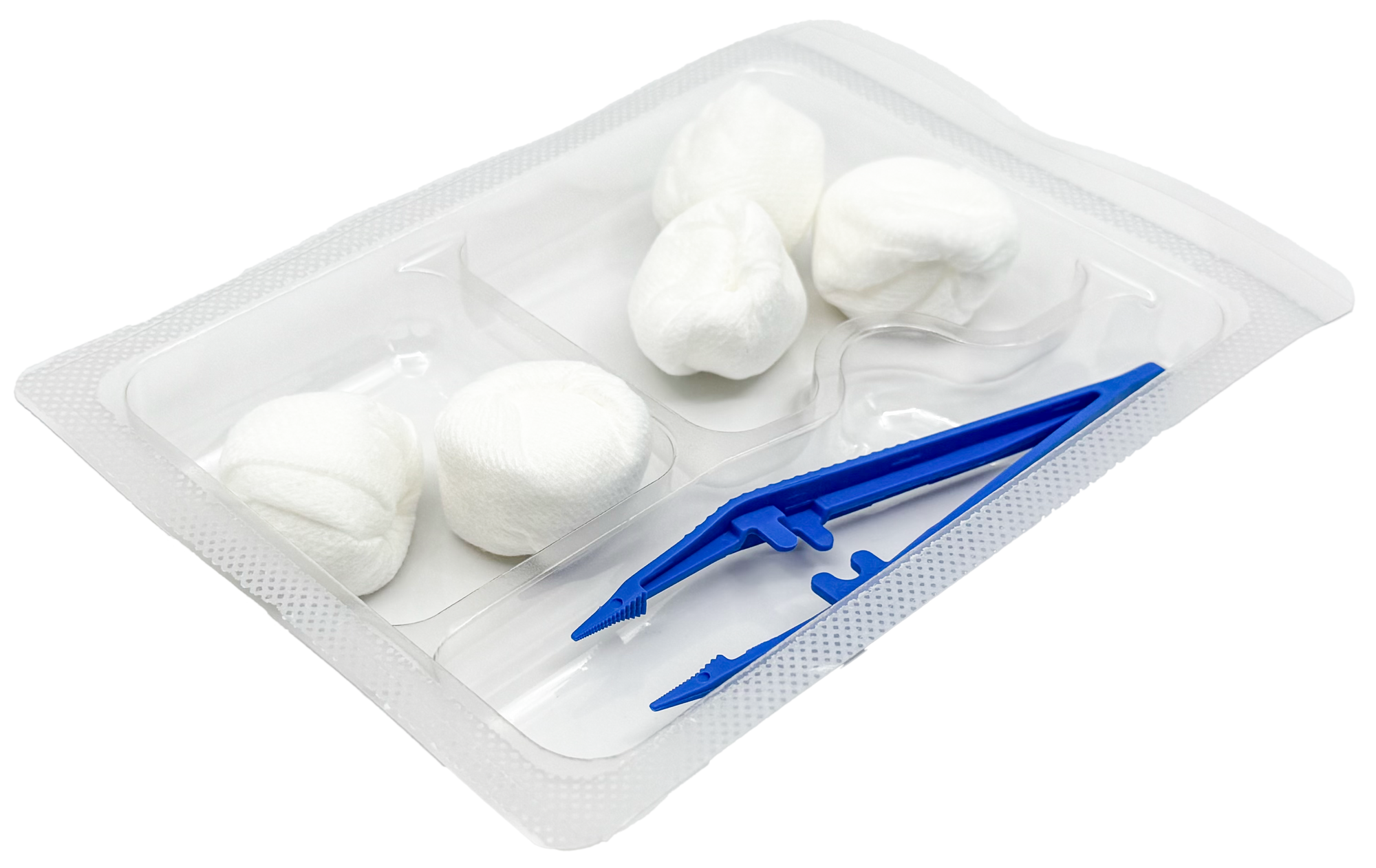 Set de pansement avec pince anatomique et boules non tissées - Carton de 5