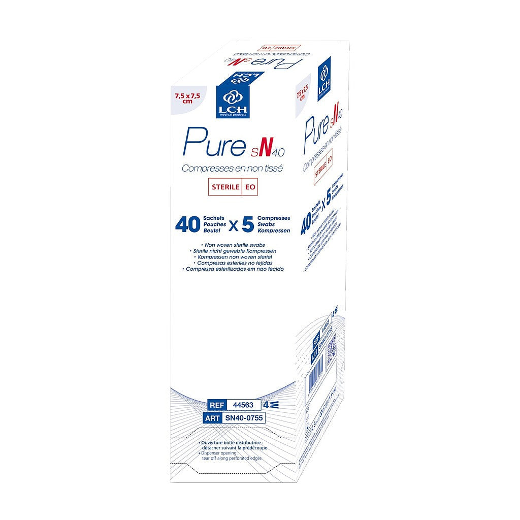 Compresses en non tissé stériles 40g LCH - 7,5x7,5cm