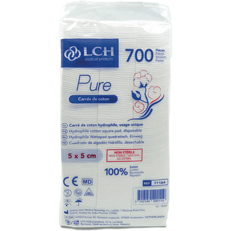 Carrés de coton 5 x 5cm LCH Pure - Sachet de 700