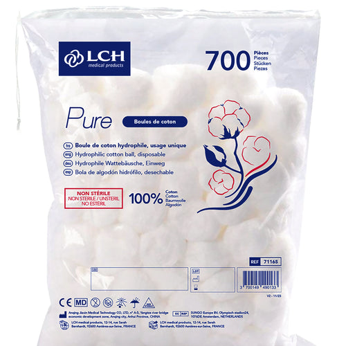 Boules de coton hydrophile LCH Pure - Sachet de 700