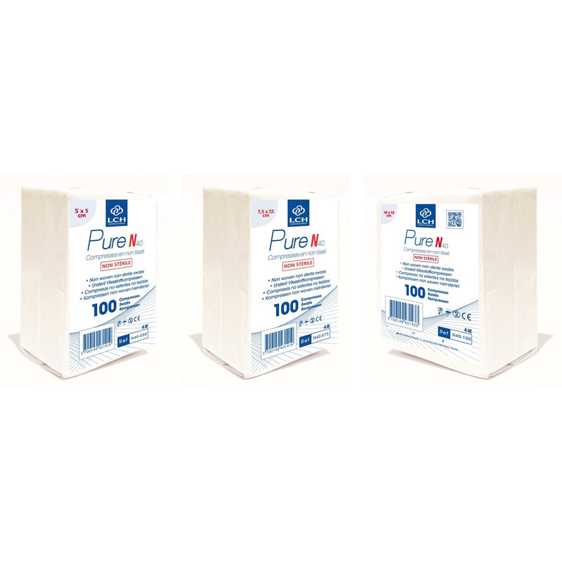 Compresses non tissées non stériles Pure N40 - Paquet de 100 compresses