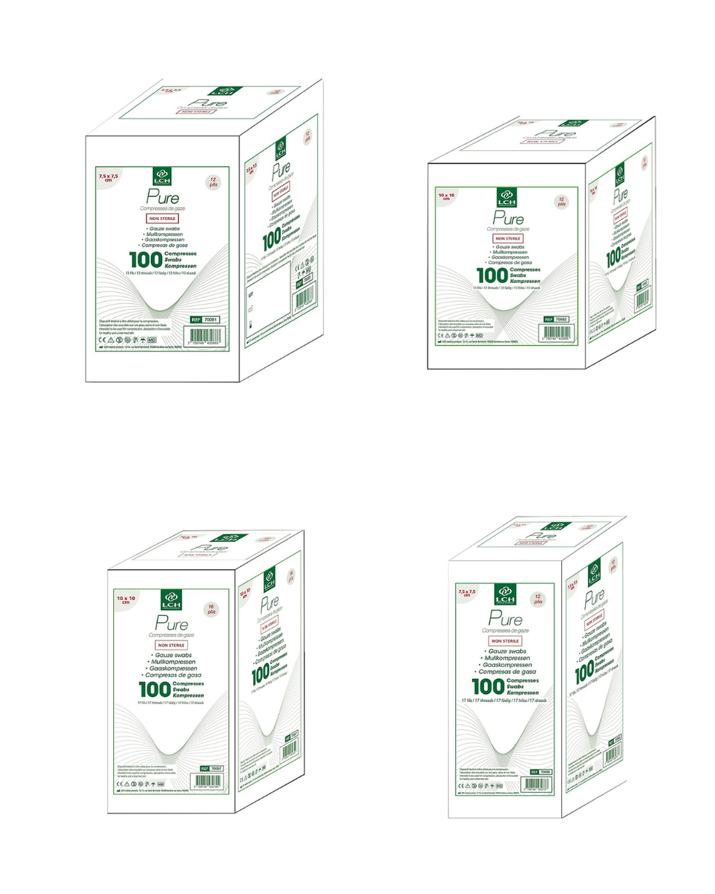 Compresses de gaze non stériles - Sachet de 100 - LCH