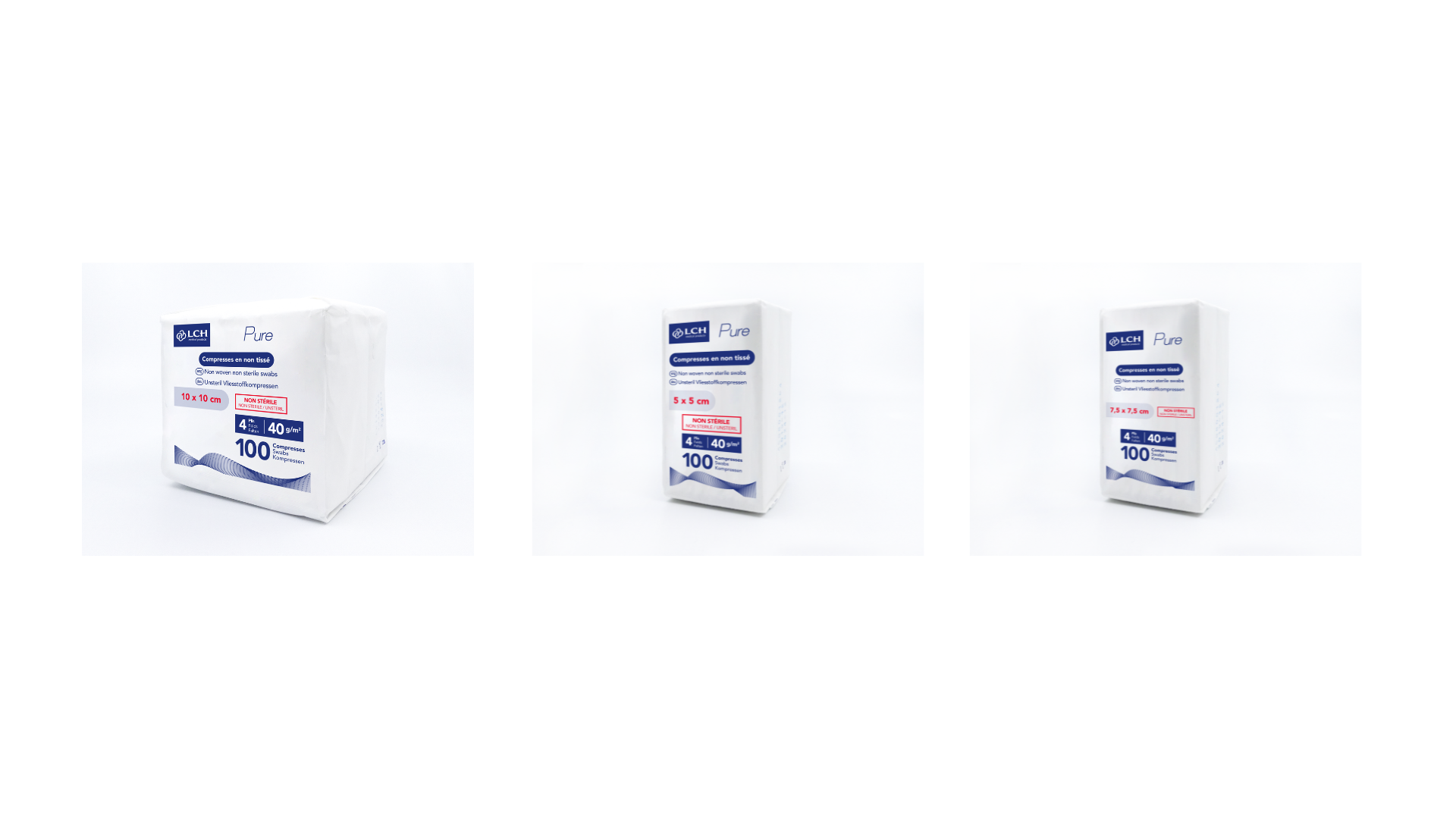 Compresses non tissées non stériles Pure N40 - Paquet de 100 compresses